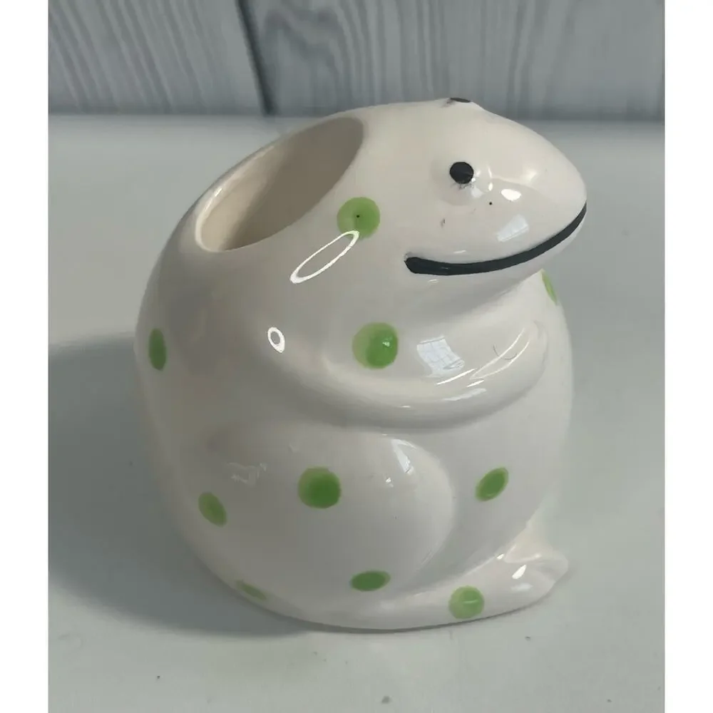 Adorable Vintage Frog Candle Holders Polka dots MCM  Japan